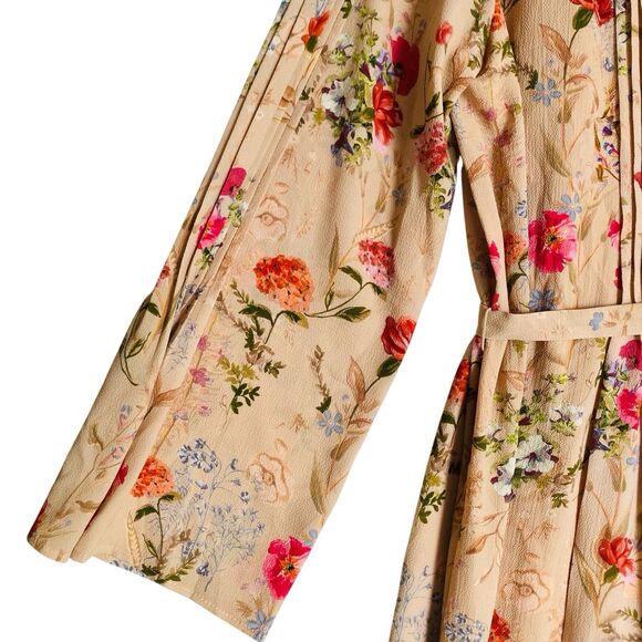 Marella Midi Floral Dress 10 Multicolor Pleated Long Sleeve Romantic Dreamy - Picture 3 of 11